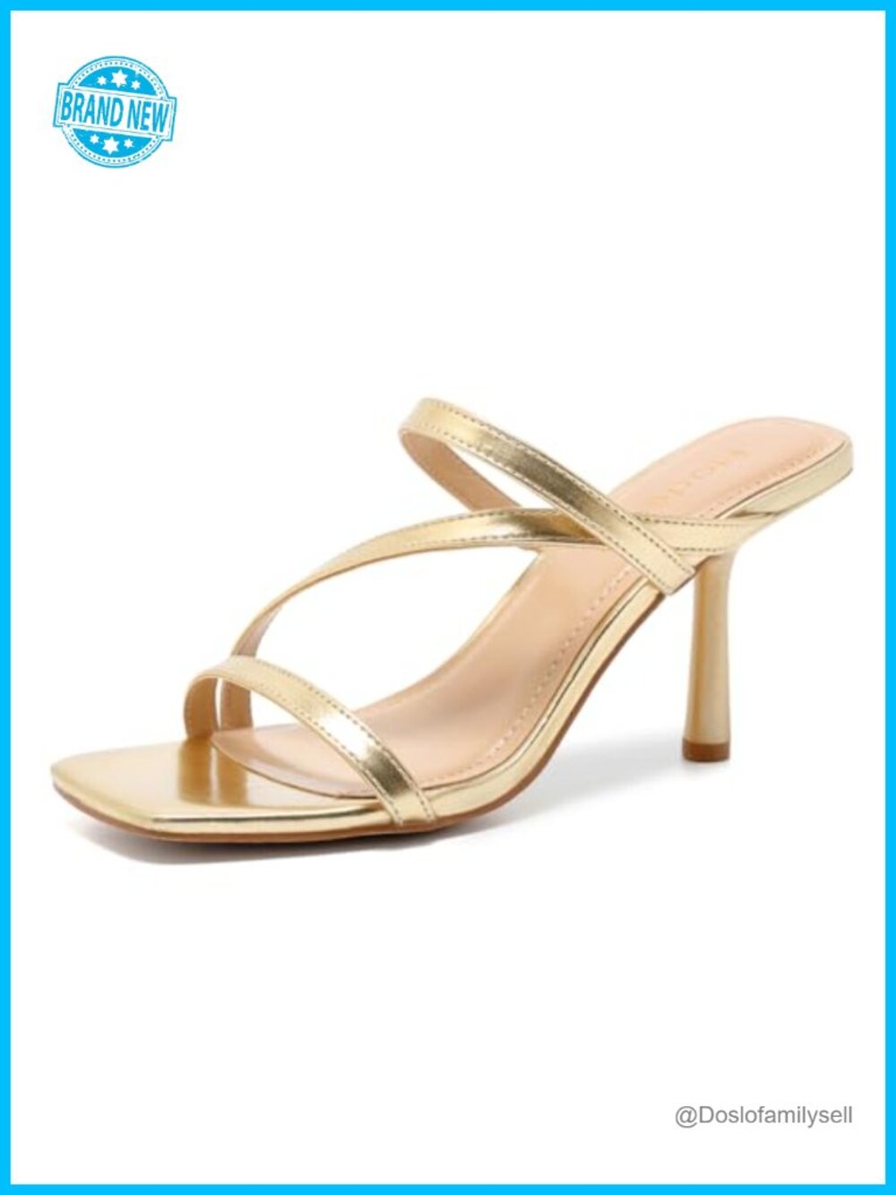 Kitten Heel Open Toe Strappy Sandals 3 Inch Faux Leather